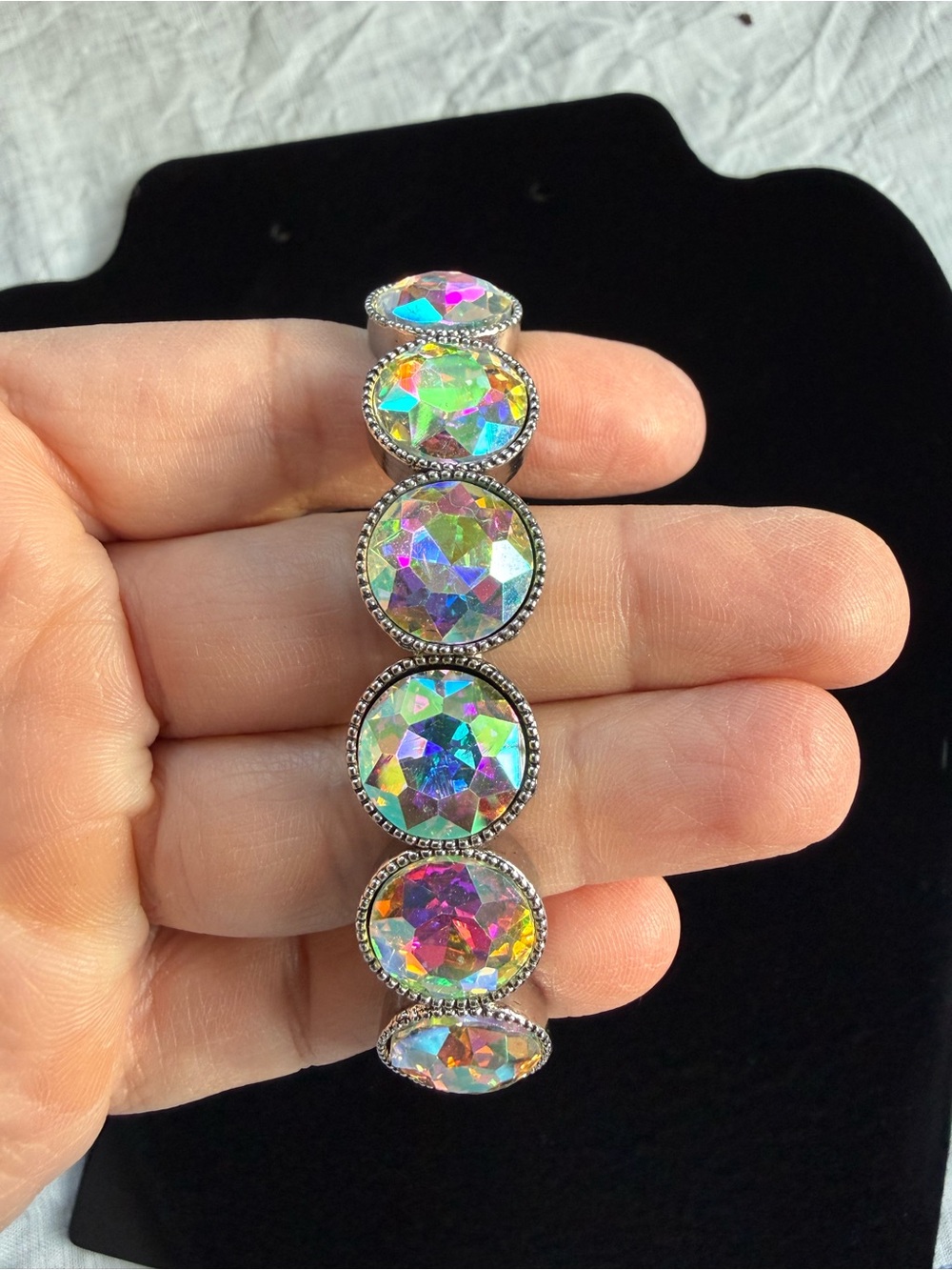 Iridescent Crystal Stretch Bracelet - Multicolor